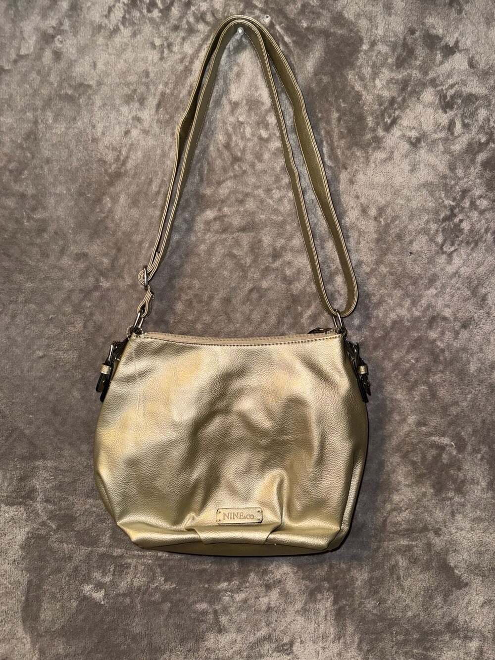 Nine & Co. Metallic Gold Faux Leather Crossbody Bag